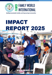 FAWOI field staff taking basic Blood Pressure from a client on World AIDS Day.